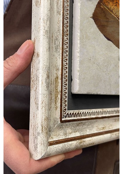 Renkli Kuş Tüyü Çerçeveli Taş Duvar Tablosu 30X30 cm indirimleri