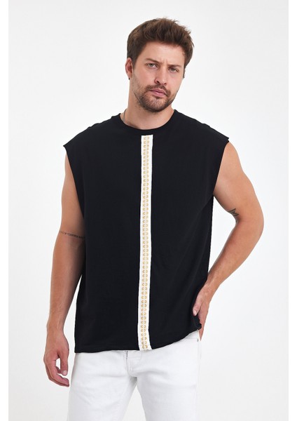 Sıfır Kol Bohem Tişört Misket Yaka Etnik Desenli modelleri