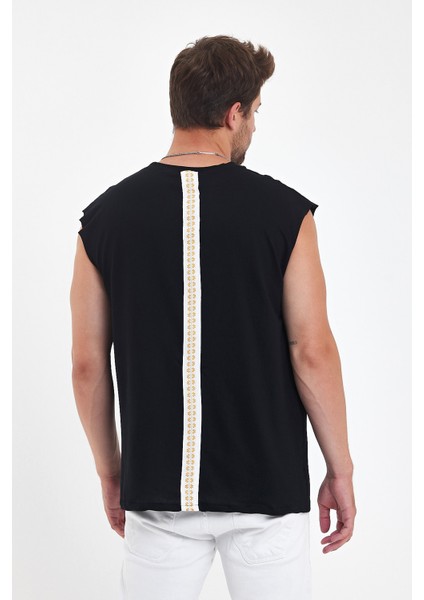 Sıfır Kol Bohem Tişört Misket Yaka Etnik Desenli fırsatları