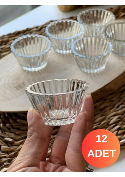 12 Adet Mini Cam Lokumluk, Şık ve Zarif Kahve Yanı Sunumluk Seti
