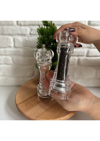 1 Adet Şeffaf Akrilik 19 cm Büyük Boy Baharat Tuz Karabiber Öğütücü Değirmeni fiyatları
