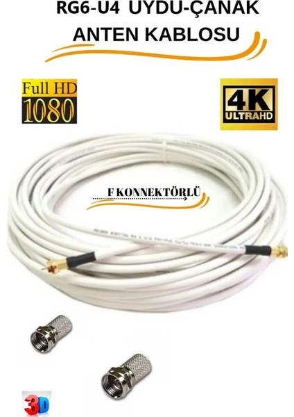2mt Rg6-U6 Uydu Anten Tv Kablosu (Tak Çalıştır Ara Kablo)