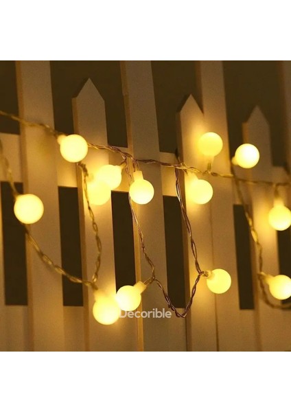 Lightball Solar Led Bahçe Balkon Işıklandırma Güneş Enerjili 40 Top Led 6 Metre