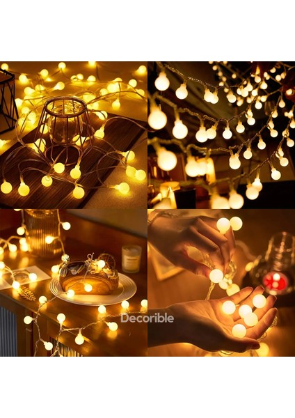 Lightball Solar Led Bahçe Balkon Işıklandırma Güneş Enerjili 40 Top Led 6 Metre