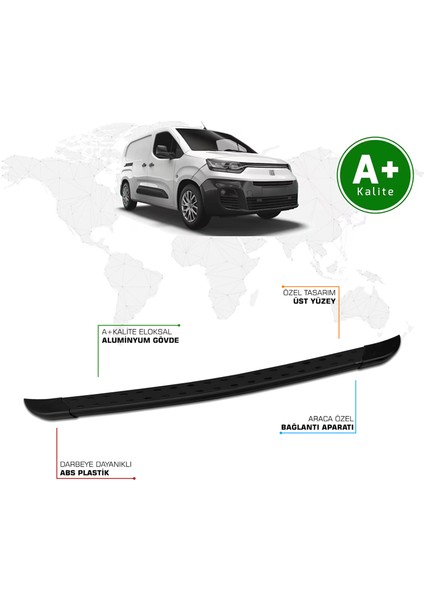 Fiat Doblo Panelvan Arka Basamak Uzun Şasi 2023 Model ve Sonrası Trimline Siyah