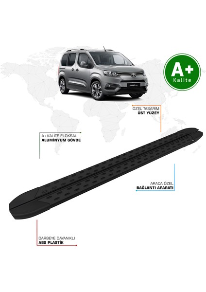 Toyota Proace City Yan Basamak Kısa Şasi 2019 Model ve Sonrası Trimline Siyah