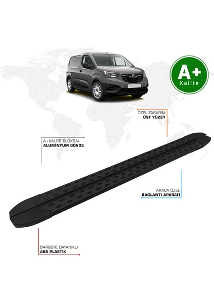 Opel Combo Panelvan Yan Basamak Uzun Şasi 2019 Model ve Sonrası Trimline Siyah