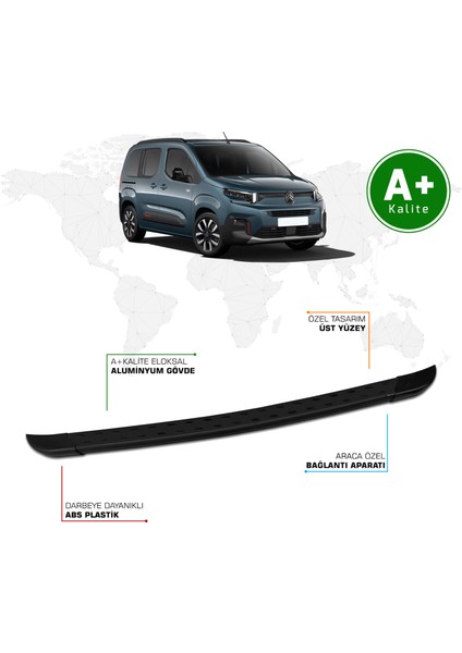 Citroen Berlingo Arka Basamak Kısa Şasi 2024 Model ve Sonrası Trimline Siyah