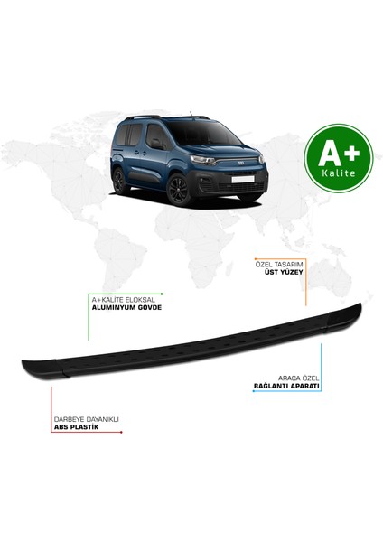 Fiat Doblo Arka Basamak Kısa Şasi 2023 Model ve Sonrası Trimline Siyah