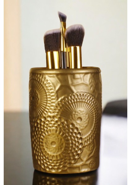 Makyaj Duzenleyici Makyaj Organizeri Makyaj Fırçalığı Makyaj Fırçası Altın Renk Model 12