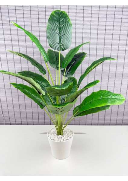 Yapay Çiçek Starliçe Salon Çiçeği Beyaz Saksılı Yapay Bitki 18 Yapraklı 65 cm
