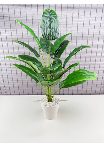 Yapay Çiçek Starliçe Salon Çiçeği Beyaz Saksılı Yapay Bitki 18 Yapraklı 65 cm