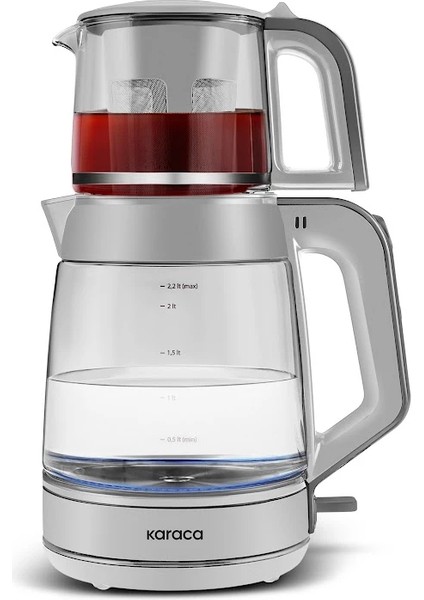 Cam Çaycı XL 2ürün 1arada Su Isıtıcı & Çay Makinesi ''Led Işıklı Cam Gövde, Güçlü Rezistanslar, Susuz Çalışma Emniyetli, BPA İçermez 1900W