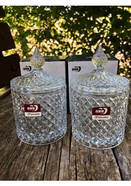 Şık ve Modern 2'li Cam Şekerlik Seti, Kapaklı, 300 ml Hacim, Beyaz Renk fiyatları