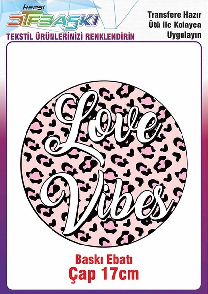 Love Vibes Ütü ile Yapışan Kumaş Çanta Kalemlik Dtf Baskı