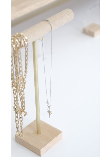 Kahverengi Ahşap ve Pirinç T Kolye Askısı, Şık Takı Düzenleyici fiyatları