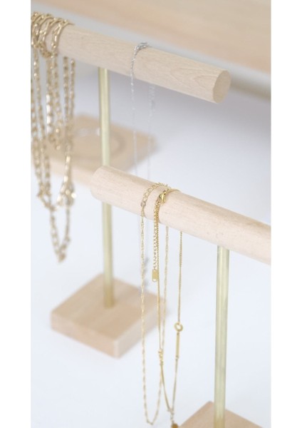 Kahverengi Ahşap ve Pirinç T Kolye Askısı, Şık Takı Düzenleyici modelleri