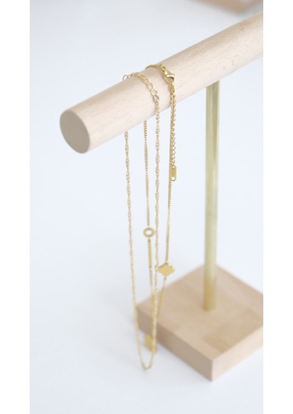 Kahverengi Ahşap ve Pirinç T Kolye Askısı, Şık Takı Düzenleyici fırsatları