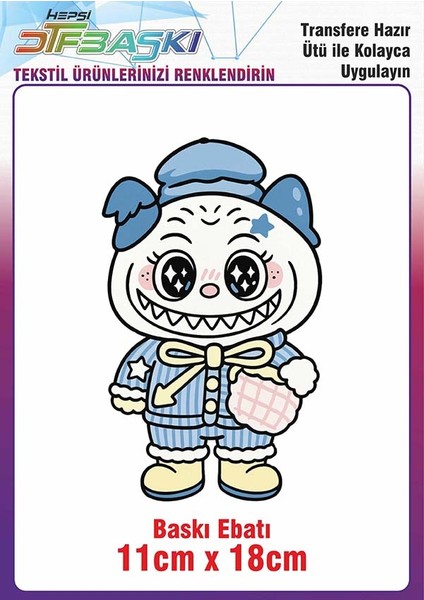 Labubu Ütü ile Yapışan Kumaş Çanta Kalemlik Dtf Baskı