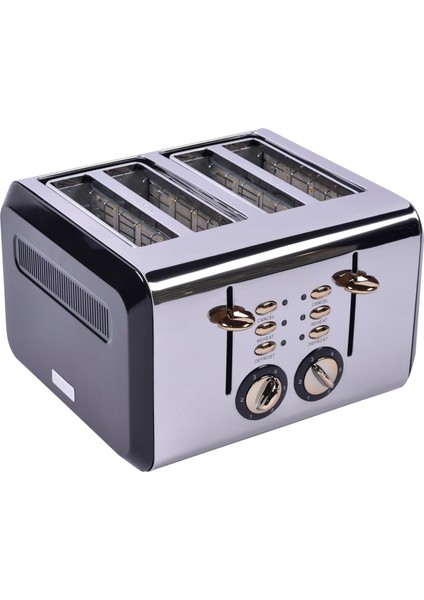 Gem Titan Parlak Gümüş Siyah Dört Dilim Ekmek Kızartma Makinesi