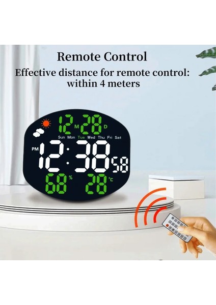 Geniş Ekranlı LED Saat Duvar Saati Sıcaklık ve Nem Tarihi Pazar Modu Elektronik Duvar Saati