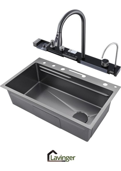 Premium Mutfak EVYESI–SUS304 Paslanmaz Çelik, LED Işıklı, Çok Amaçlı Yıkama+Doğrama Seti 9 Fonks. fırsatları