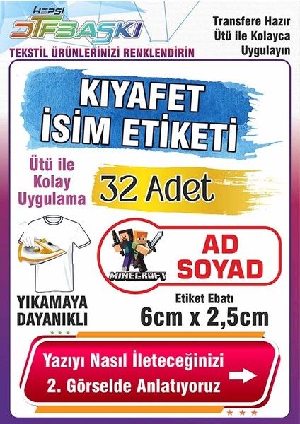 Ütü Ile Yapışan Okul Kıyafeti Etiketi Isme Özel