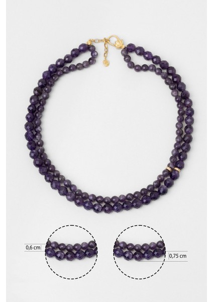 Violet 18 Ayar Sarı Altın Kaplama 43 cm Gümüş Ametist Kolye fiyatları