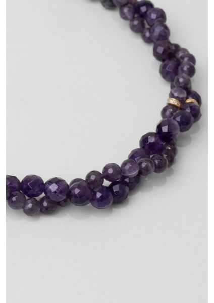 Violet 18 Ayar Sarı Altın Kaplama 43 cm Gümüş Ametist Kolye fırsatları