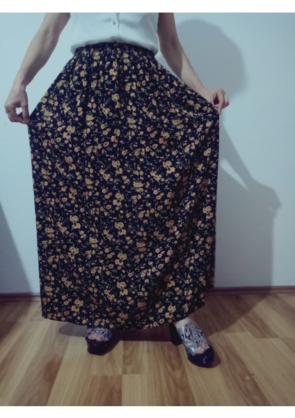 Beli Lastikli Desenli Viskon Basma Kumaş Maxi Boy Anne Etek fiyatları