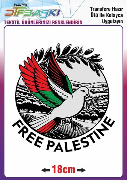 Ütü ile Kumaşa Yapışan Free Palestine Pray Özgür Filistin Baskı