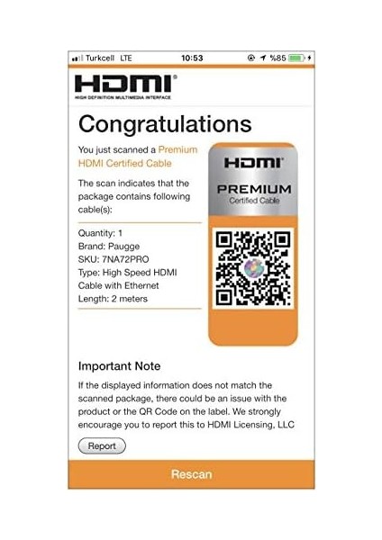 HDMI 2.0b Premium Sertifikalı 4K 60hz 18GBPS Hdr Dolby Vision Hdcp 2.2 Destekli HDMI Kablo - 2 Metre (7NA72PRO) fiyatları