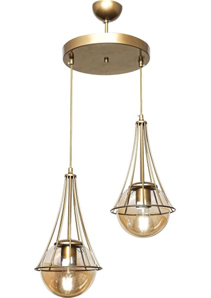 Şık Eskitme Bal Glop Camlı 2’li Avize, Modern ve Zarif Aydınlatma Seçeneği modelleri