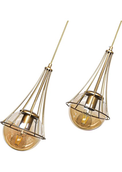 Şık Eskitme Bal Glop Camlı 2’li Avize, Modern ve Zarif Aydınlatma Seçeneği fırsatları