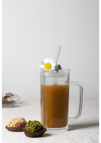 Turuncu Kare Kapaklı Cam Bardağı, Pipetli, Buzlu Kahve Için Şık Tasarım modelleri