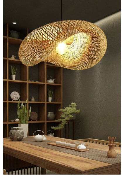 Modern Hasır Avize, 400MM, Nordic Tarz, Kahverengi, Şık ve Ferah Aydınlatma fiyatları