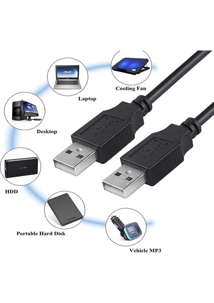 3 Metre 3mt USB 2.0 USB Data Şarj Kablosu Erkek To Erkek Genişletici Web Kamerası USB Veri Aktarım Kablosu Siyah fiyatları