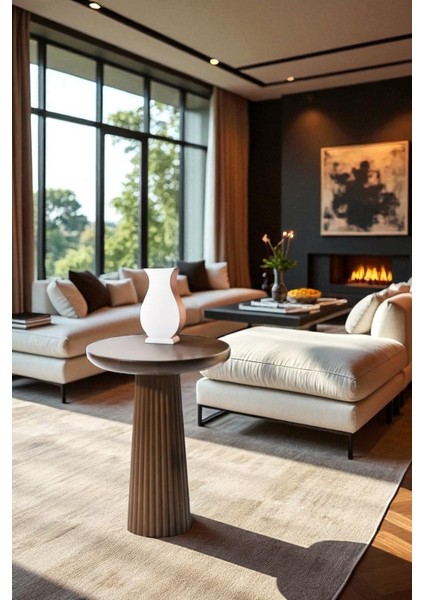 Üst Kalite Çizgili Fitilli Mantar Yan Sehpa (Orta Boy) - Ceviz fiyatları