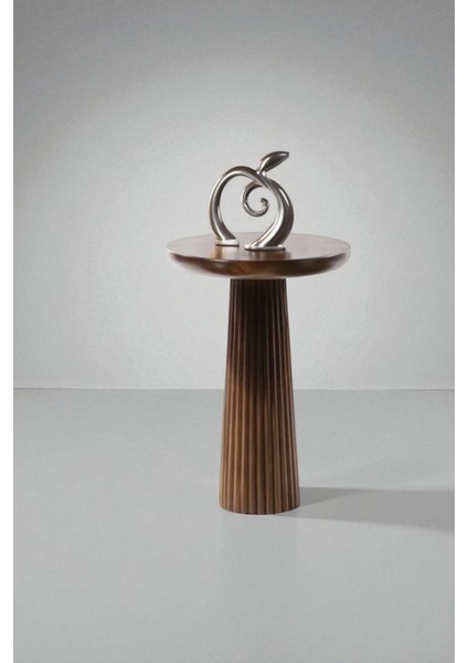 Üst Kalite Çizgili Fitilli Mantar Yan Sehpa (Büyük Boy) - Ceviz