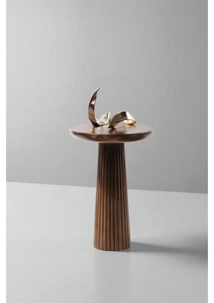 Üst Kalite Çizgili Fitilli Mantar Yan Sehpa (Büyük Boy) - Ceviz modelleri