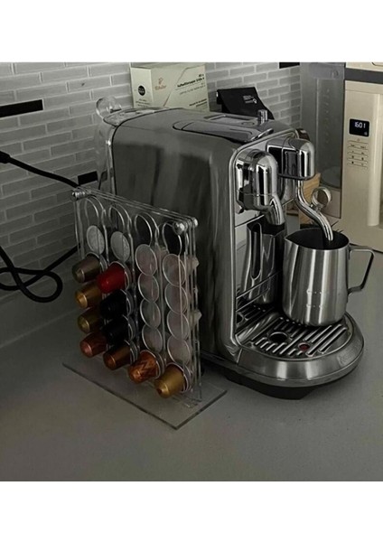 Gri Ayaklı Kahve Kapsül Düzenleyici, Pratik ve Şık Saklama Çözümü