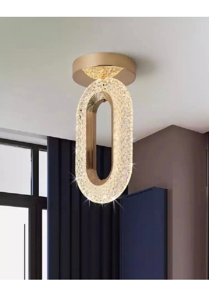 Modern LED Avize, Sarı Gold Gövde, Kademeli 3 Renk, Şık ve Şık Tavan Aydınlatması