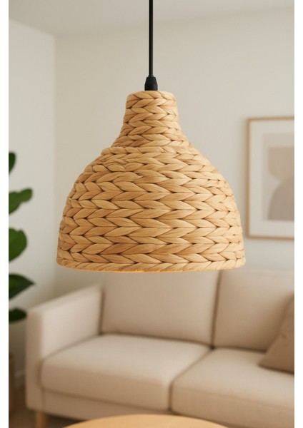 Modern Rattan Bambu Sarkıt Avize, Şık ve Doğal Tasarım, Bej Renk Seçeneği