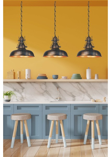 Bakır Renkli Tekli Sarkıt Avize, Endüstriyel Stil, Yuvarlak Metal Aydınlatma fiyatları