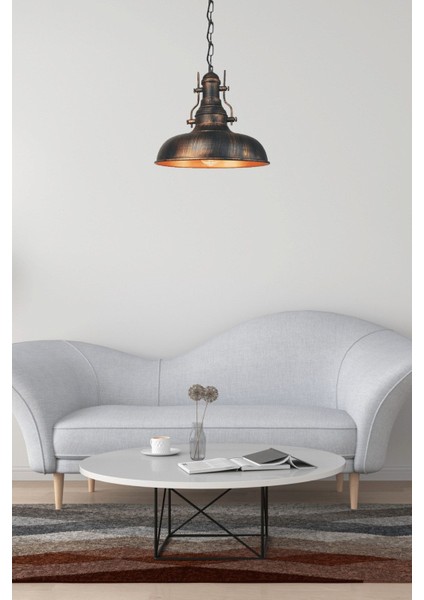 Bakır Renkli Tekli Sarkıt Avize, Endüstriyel Stil, Yuvarlak Metal Aydınlatma modelleri