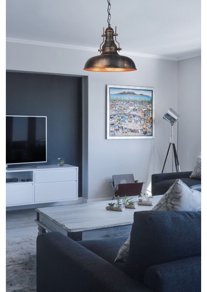 Bakır Renkli Tekli Sarkıt Avize, Endüstriyel Stil, Yuvarlak Metal Aydınlatma fırsatları