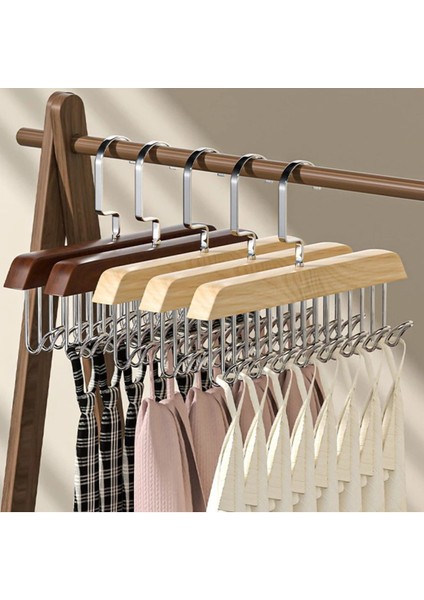 Çok Fonksiyonlu Ahşap 8 Kancalı Çok Amaçlı Askı, Kahverengi