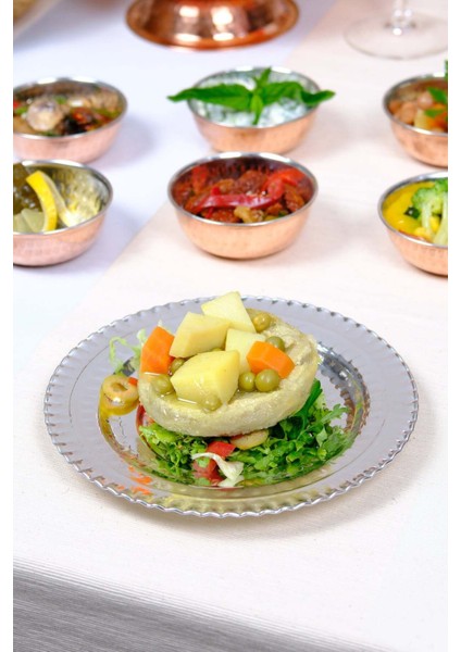 Bakır Kahvaltı ve Pasta Sunum Tabağı, Kalaylı, Şık ve Zarif Tasarım, 1 Adet