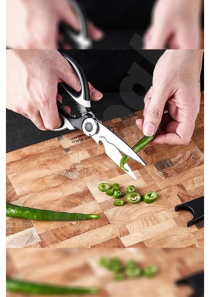 Mutfak Makası - Çok Fonksiyonel Ekstra Keskin - Ceviz Kıracağı - Et, Tavuk, Balık, Sebze