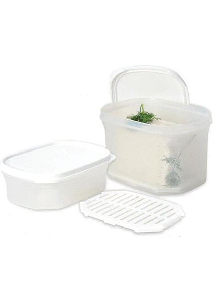 Süzgeçli Hava Sızdırmaz Peynir Saklama Kabı, 2,7 Litre, Beyaz fiyatları